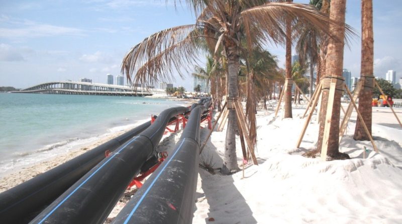 For a new water main in Miami, 1,600 feet of 30-inch diameter PE 4710 HDPE pipe was installed 100 feet deep using horizontal directional drilling (HDD). plastic pipe